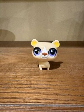 Cute Cream LPS Toy Figure with Big Purple Eyes